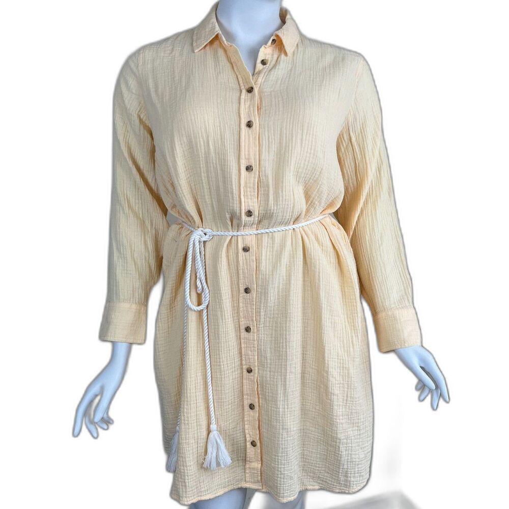 J.Crew Womens Size 20 Yellow Classic Fit Cotton Gauze Shirtdress NEW Casual Cozy